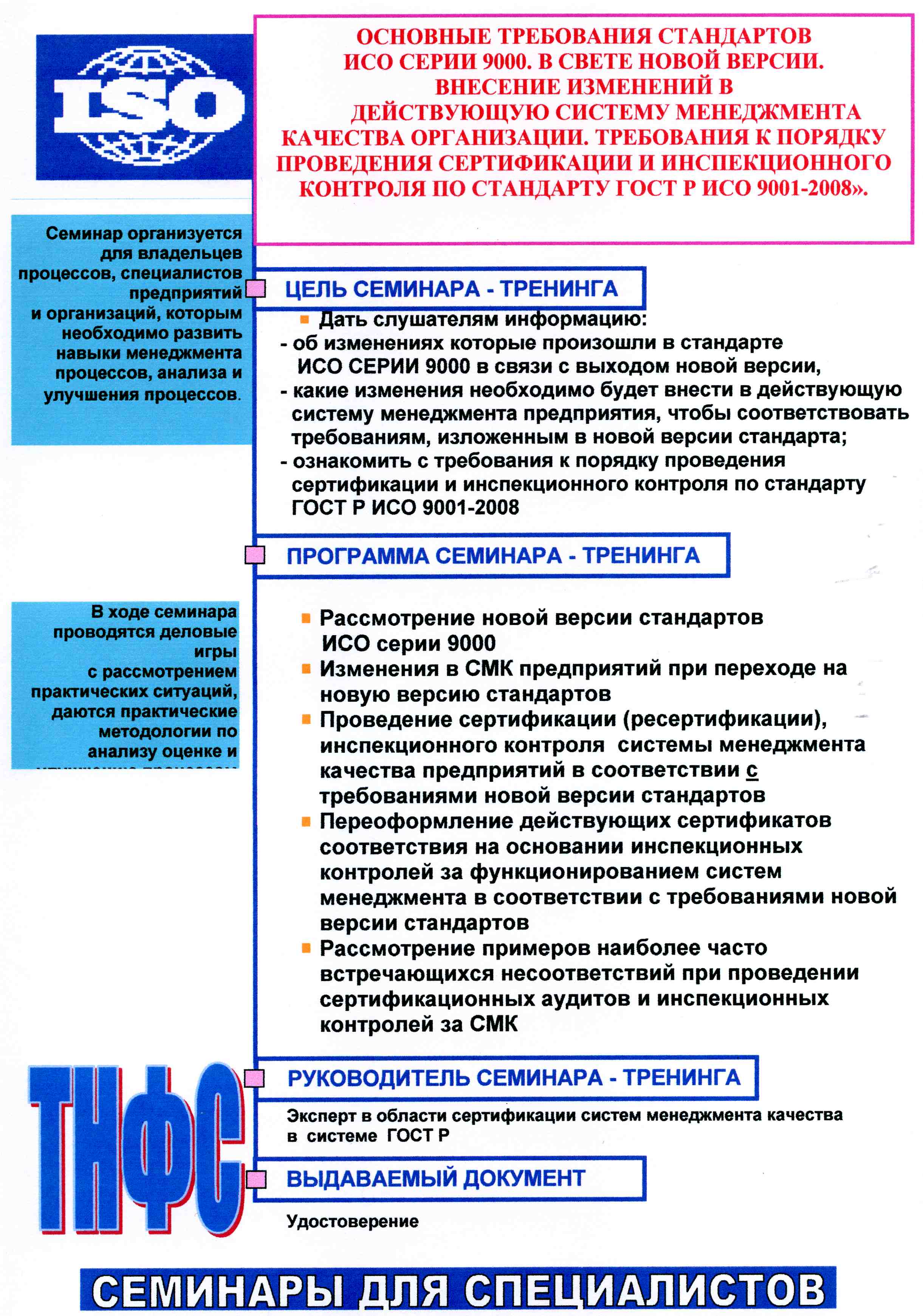 Тюменский некоммерческий фонд сертификации — ИСО серии 9000 в свете новой  версии